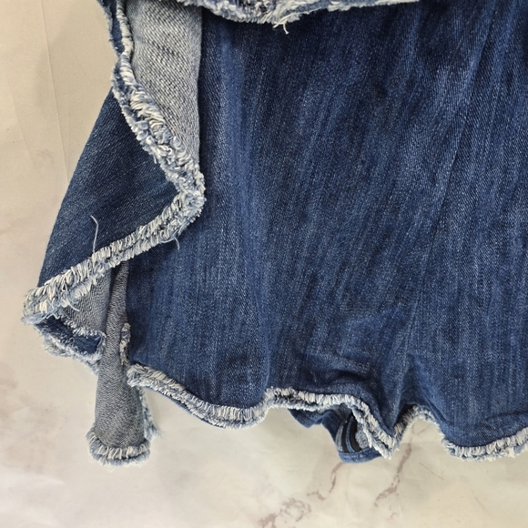 Alexis Blakely Romper Womens Large Chambray Denim Ruffle One Shoulder - Picture 11 of 15